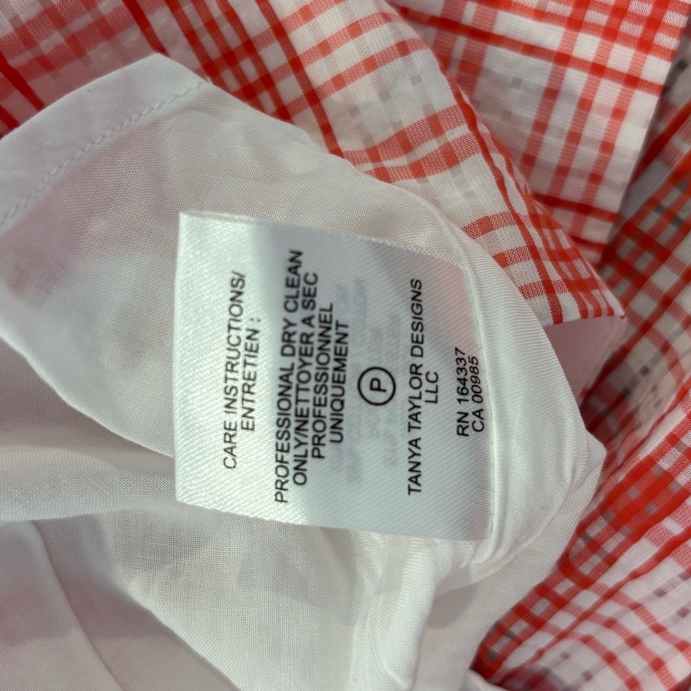 Tanya Taylor Pink and White Plaid Puff-Sleeve Midi Dress - Picture 7 of 7